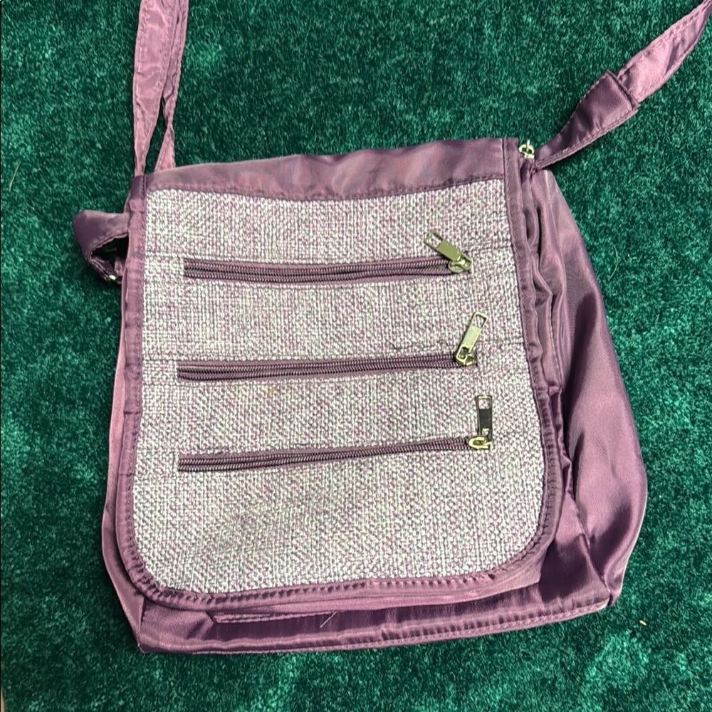 Chic Purple Crossbody Bag with Textured Front